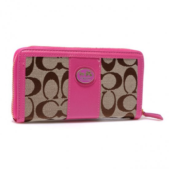 Coach Zippy In Signature Large Pink Wallets BLU  Coach Zippy In Signature Large Pink Wallets BLU